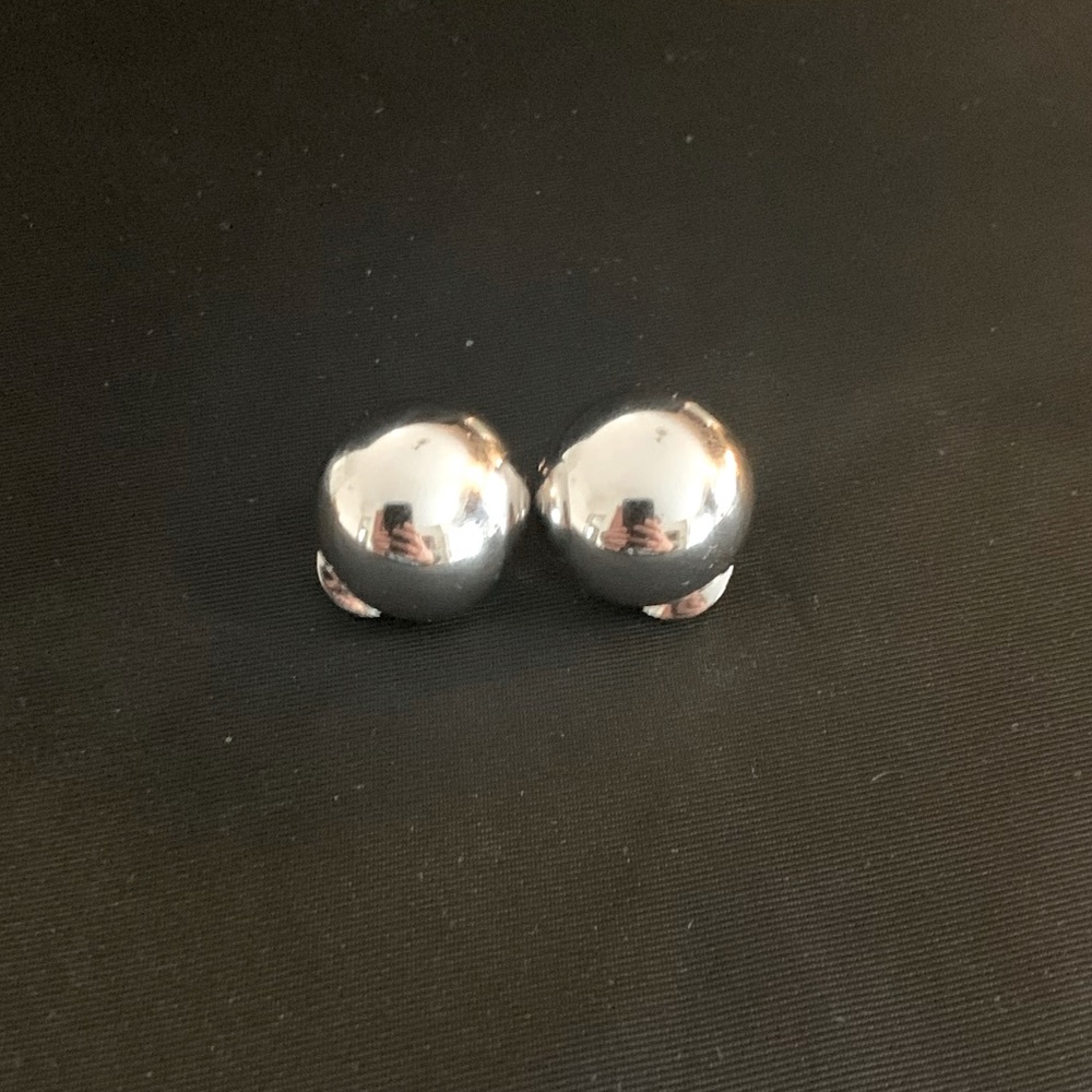 Monet Silver Button Clip On - COSTUME JEWELRY